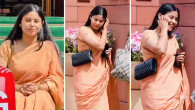 डिंपल यादव ने पीली साड़ी में दिखाई अनोखी सादगी, रिंकू सिंह की होने वाली दुल्हन प्रिया सरोज संग संसद भवन की तस्वीरें