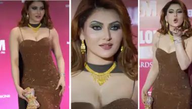 उर्वशी रौतेला ने ब्राउन सीक्विन गाउन के साथ ट्रेडिशनल गोल्ड ज्वेलरी पहनकर मचाया धमाल, लुक देखकर चौंक जाएंगे आप